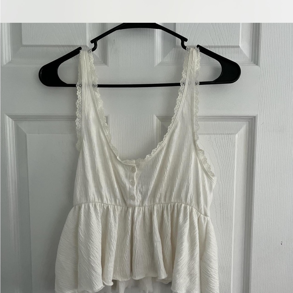 Urban Outfitters Cream Camisole with Ruffled Peplum